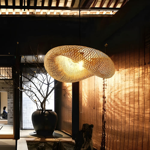 Organic-Style Bamboo Pendant Lamp with Natural Design